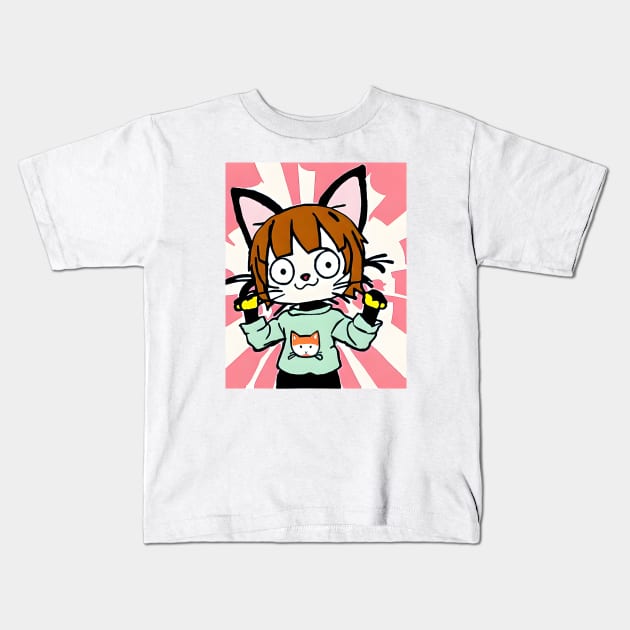 NYA Cute Catboy Drawing Kids T-Shirt by MonkeyButlerDesigns